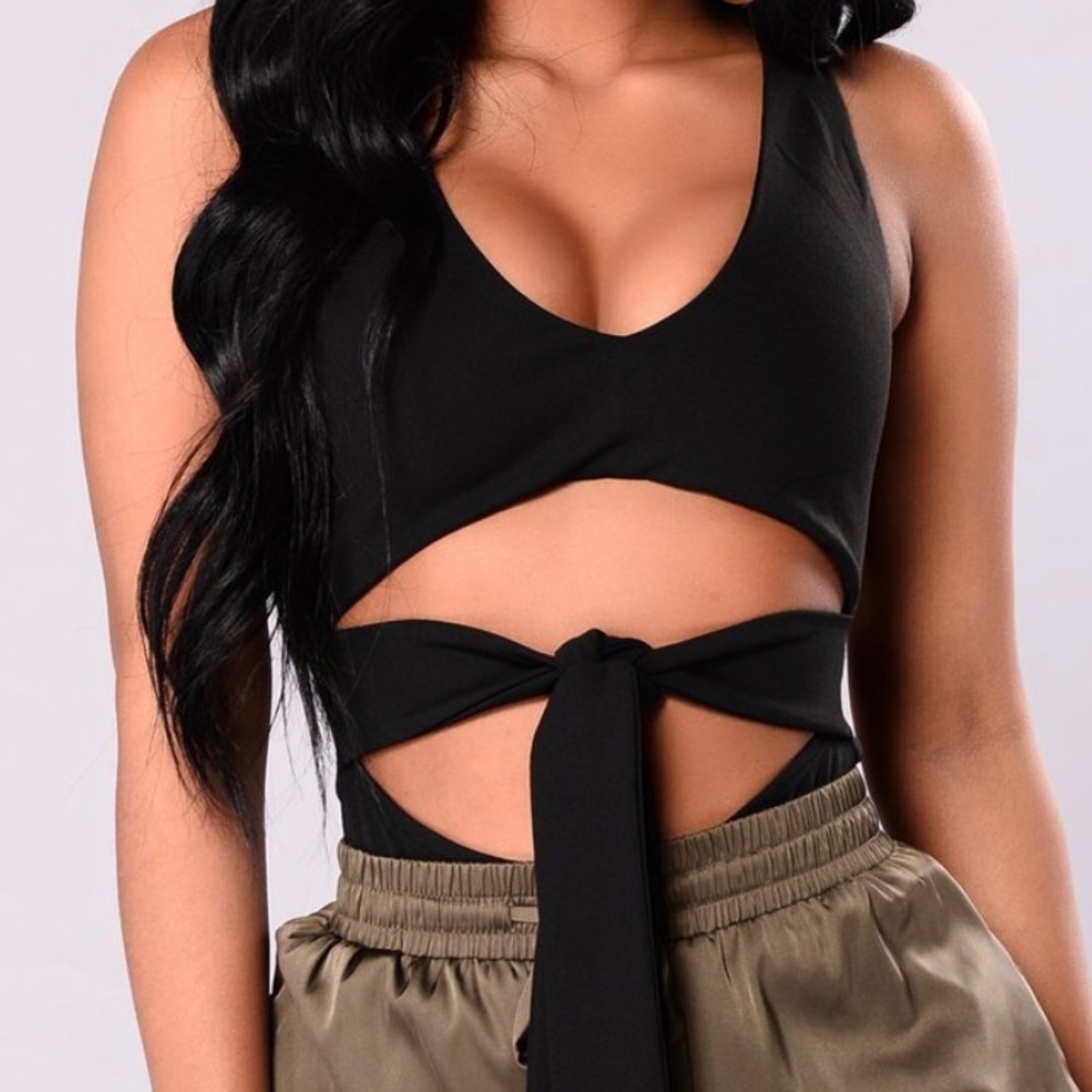 Front Tie Body Suit - Black